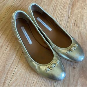 Diane Von Furstenberg DVF Gold Ballet Flats